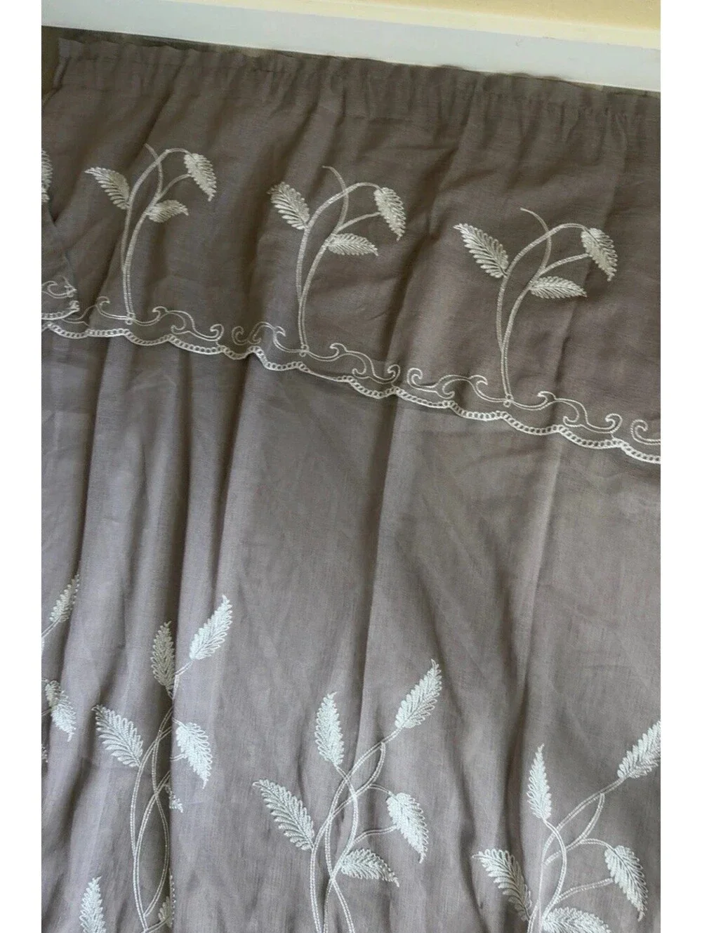 Gray Embroidered Flower 4 Pack Window Panels Curtain Set 52